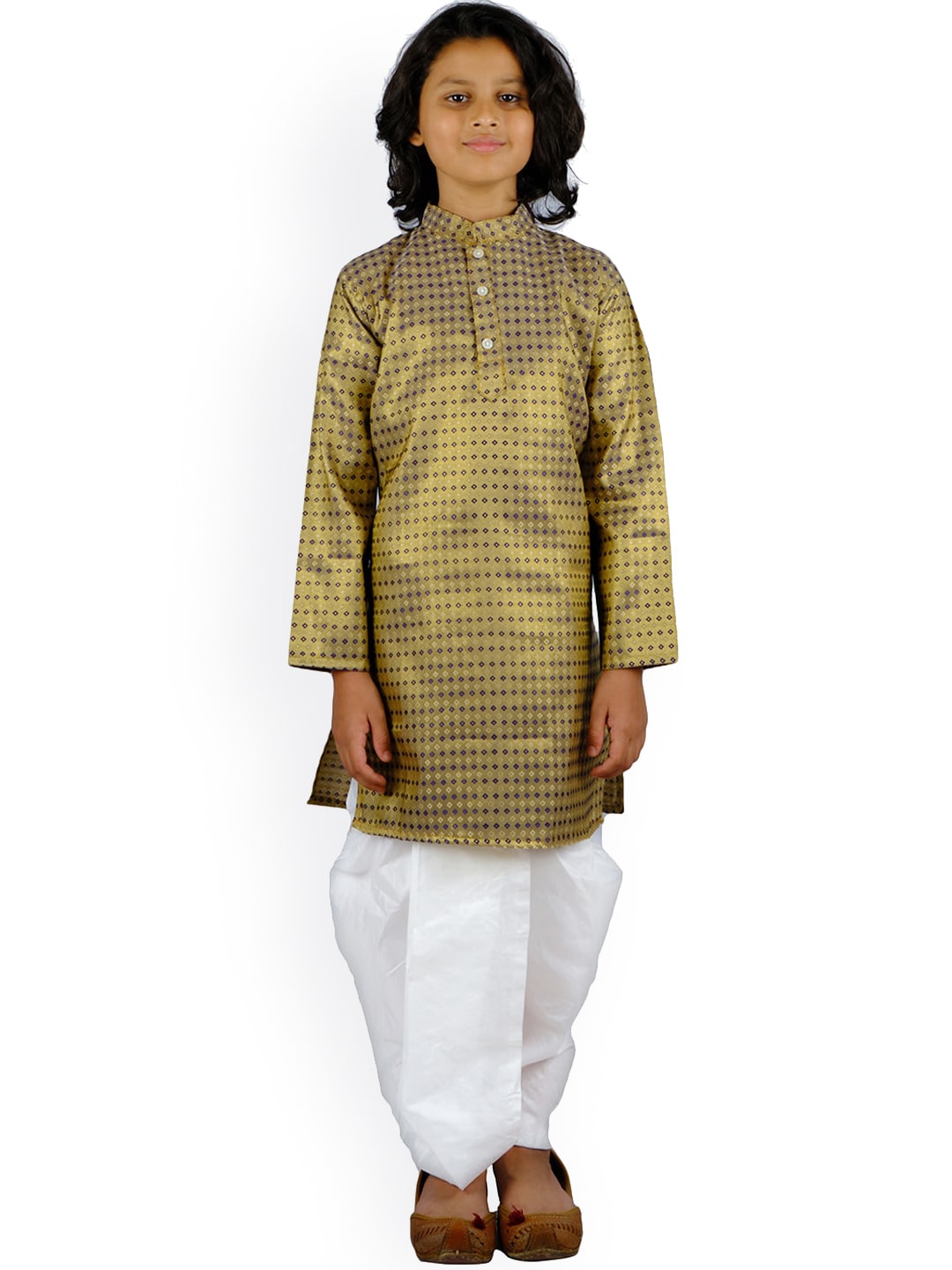 Sethukrishna Boys Blue Striped Kurti with Dhoti Pants