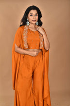 Morchari Women And Hand Embroidery Palazzo Set-Mustard