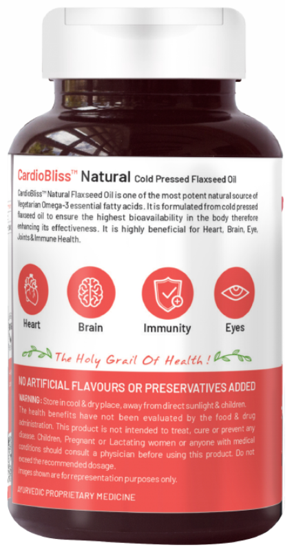 Bliss Welness Cardiovascular Health Flaxseed Oil High Potency Omega-3 Softgel Capsule