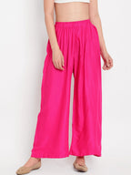 TAG 7 Women Pink Solid Flared Palazzos