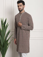 Sojanya Geometric Embroidered Mandarin Collar Kurta