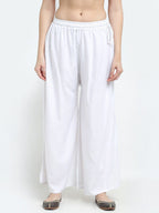 TAG 7 Women Set Of 2 White & Blue Flared Ethnic Palazzos