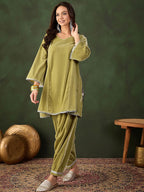 Sangria Mirror Detail Pakistani Kurta & Salwar Set