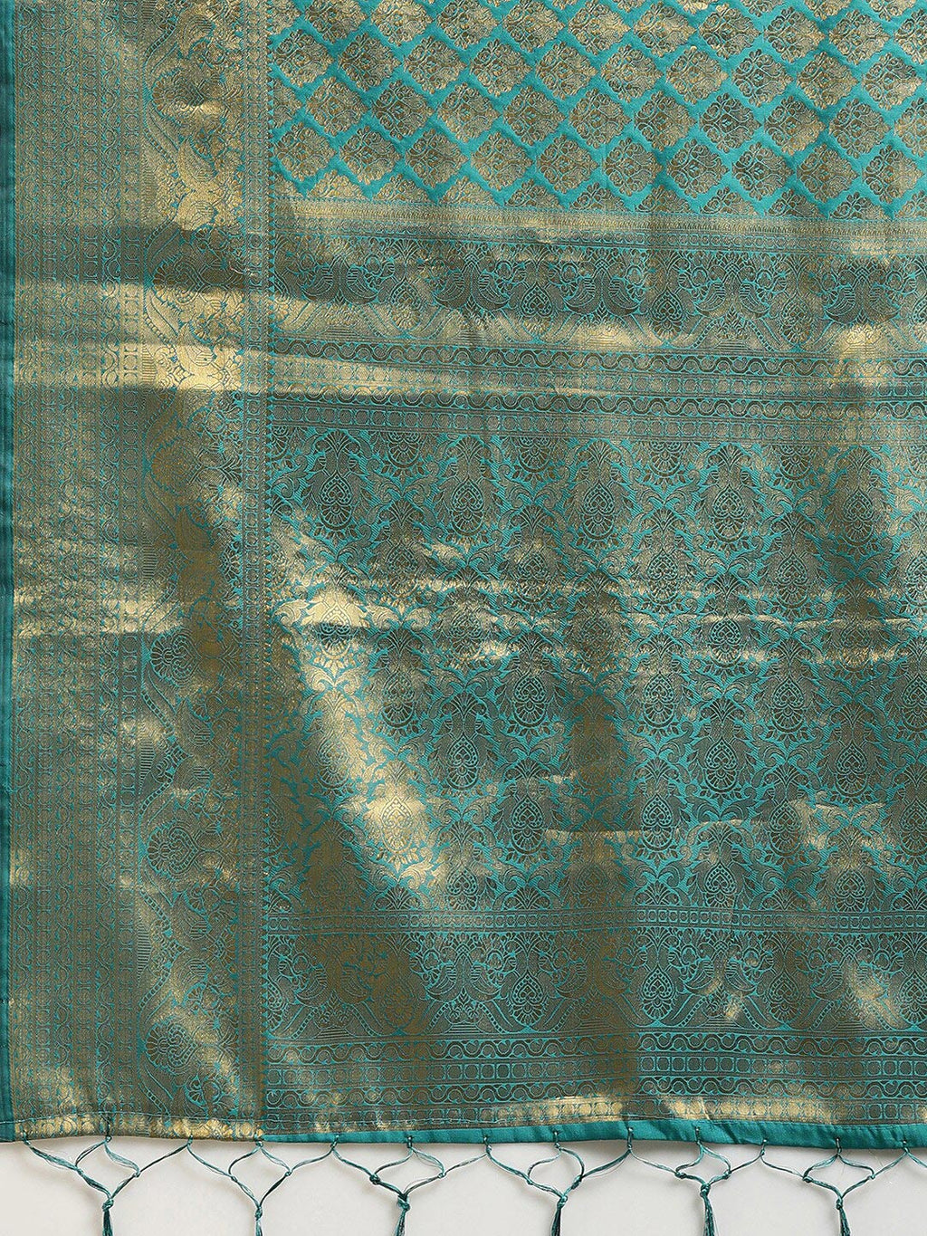 Saree Mall Blue & Gold-Toned Woven Design Zari Silk Blend Banarasi Saree - Distacart