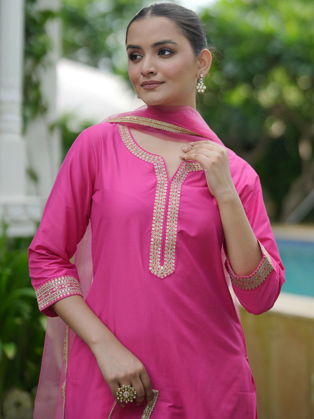 Indo Era Women Embroidered Regular Kurta with Trousers & With Dupatta - Distacart