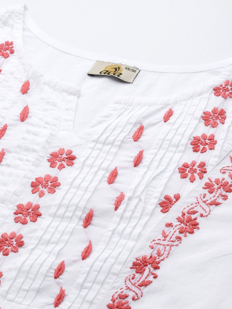 ADA Ethnic Motifs Chikankari Embroidered Floral Kurta