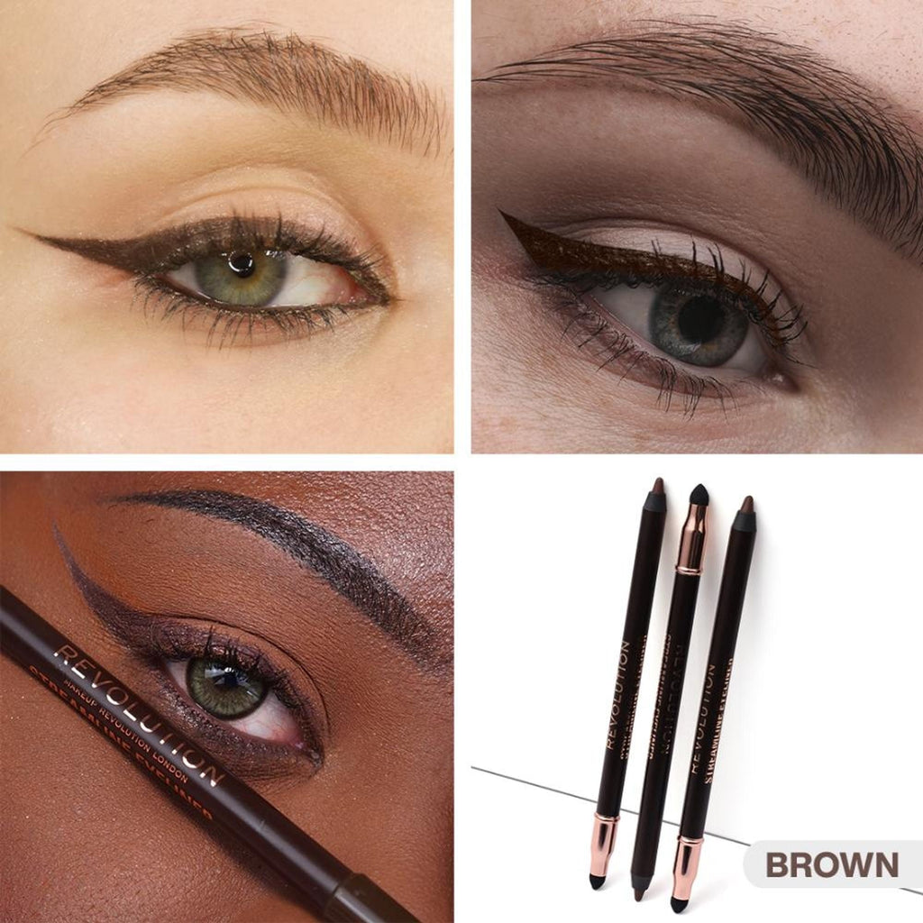 Makeup Revolution Streamline Waterline Eyeliner Pencil-Ultra Creamy Smudge Proof Smokey Looks - Brown - Distacart