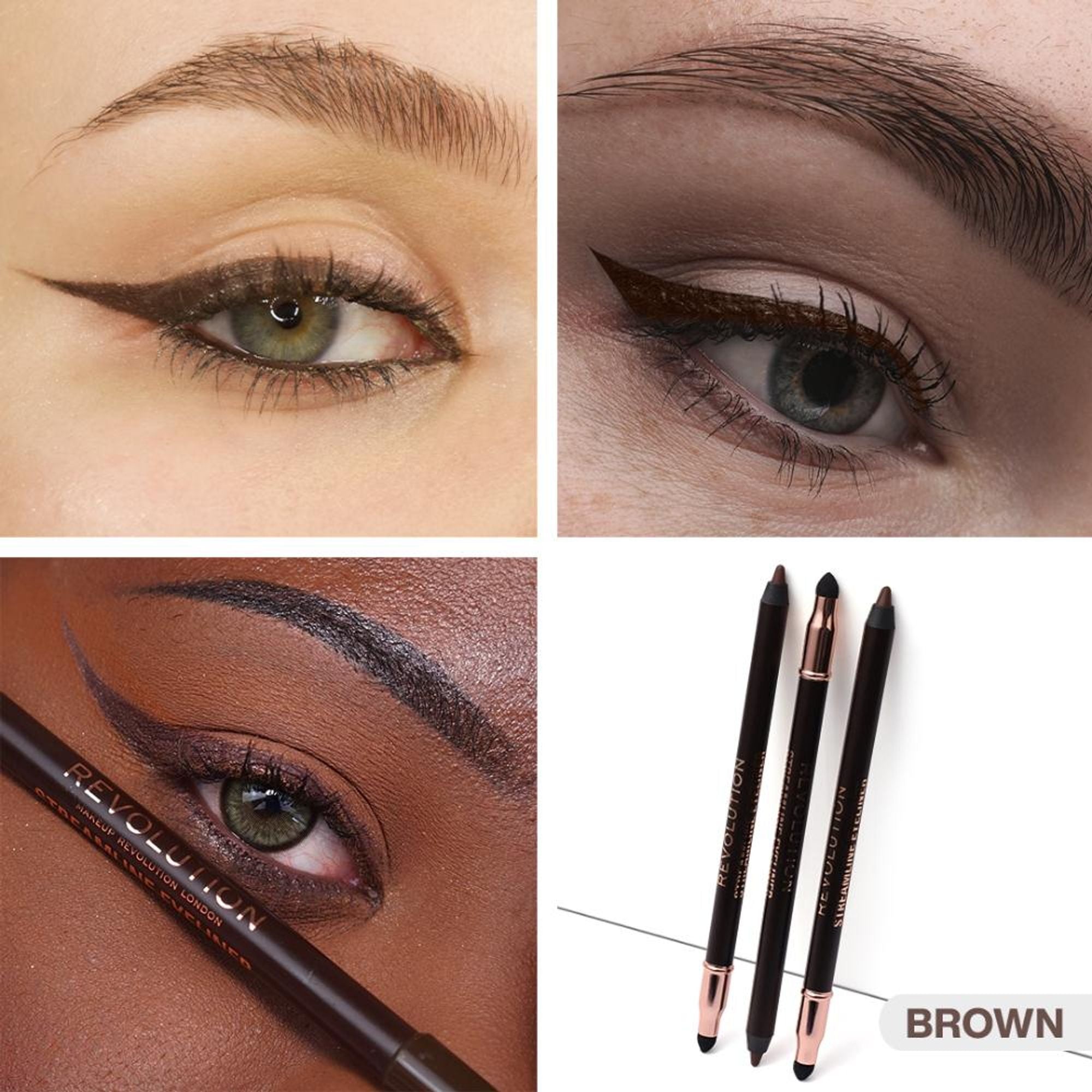 Makeup Revolution Streamline Waterline Eyeliner Pencil-Ultra Creamy Smudge Proof Smokey Looks - Brown - Distacart