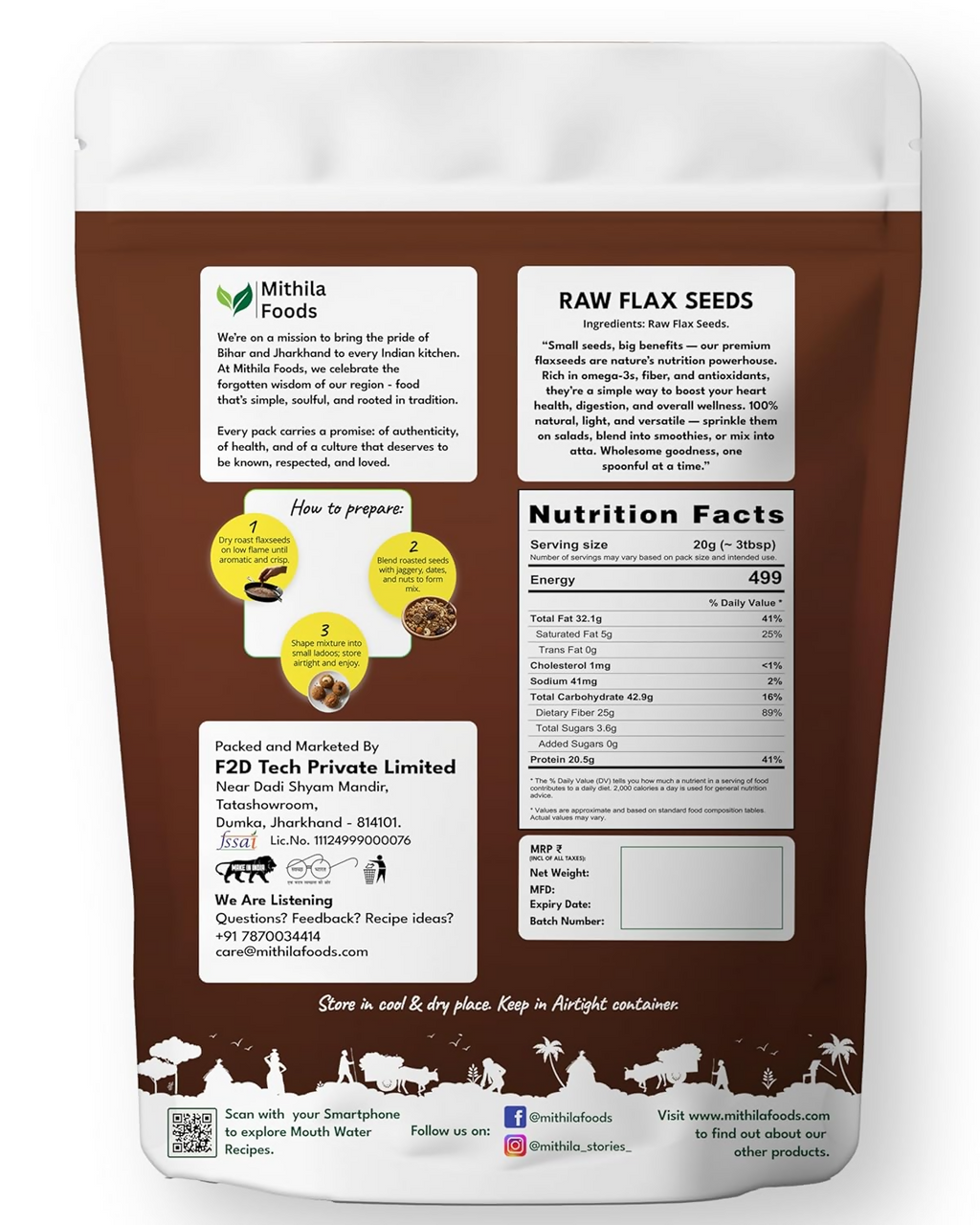 Mithila Foods Premium Flax Seeds Alsi Beej For Weight Loss, Hair Growth & Skin Care - Distacart