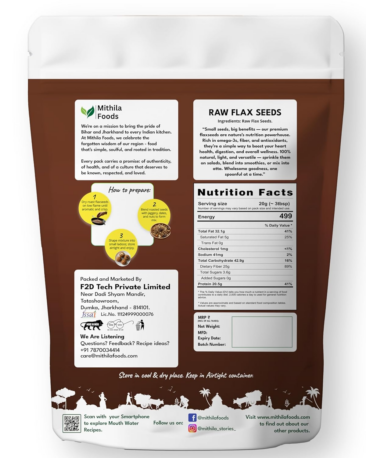 Mithila Foods Premium Flax Seeds Alsi Beej For Weight Loss, Hair Growth & Skin Care - Distacart