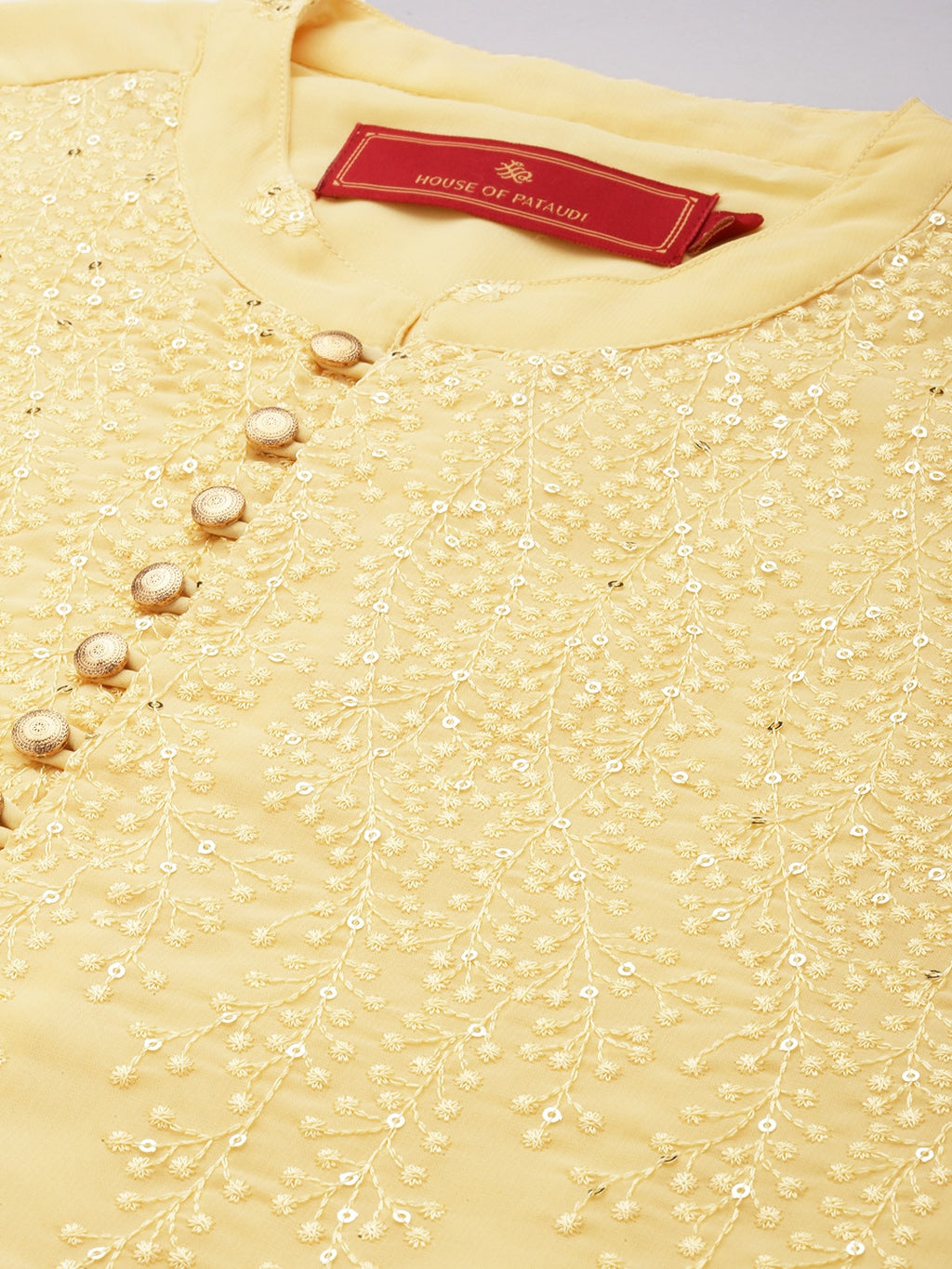 House of Pataudi Men Embroidered Sequined Floral Jashn Kurta