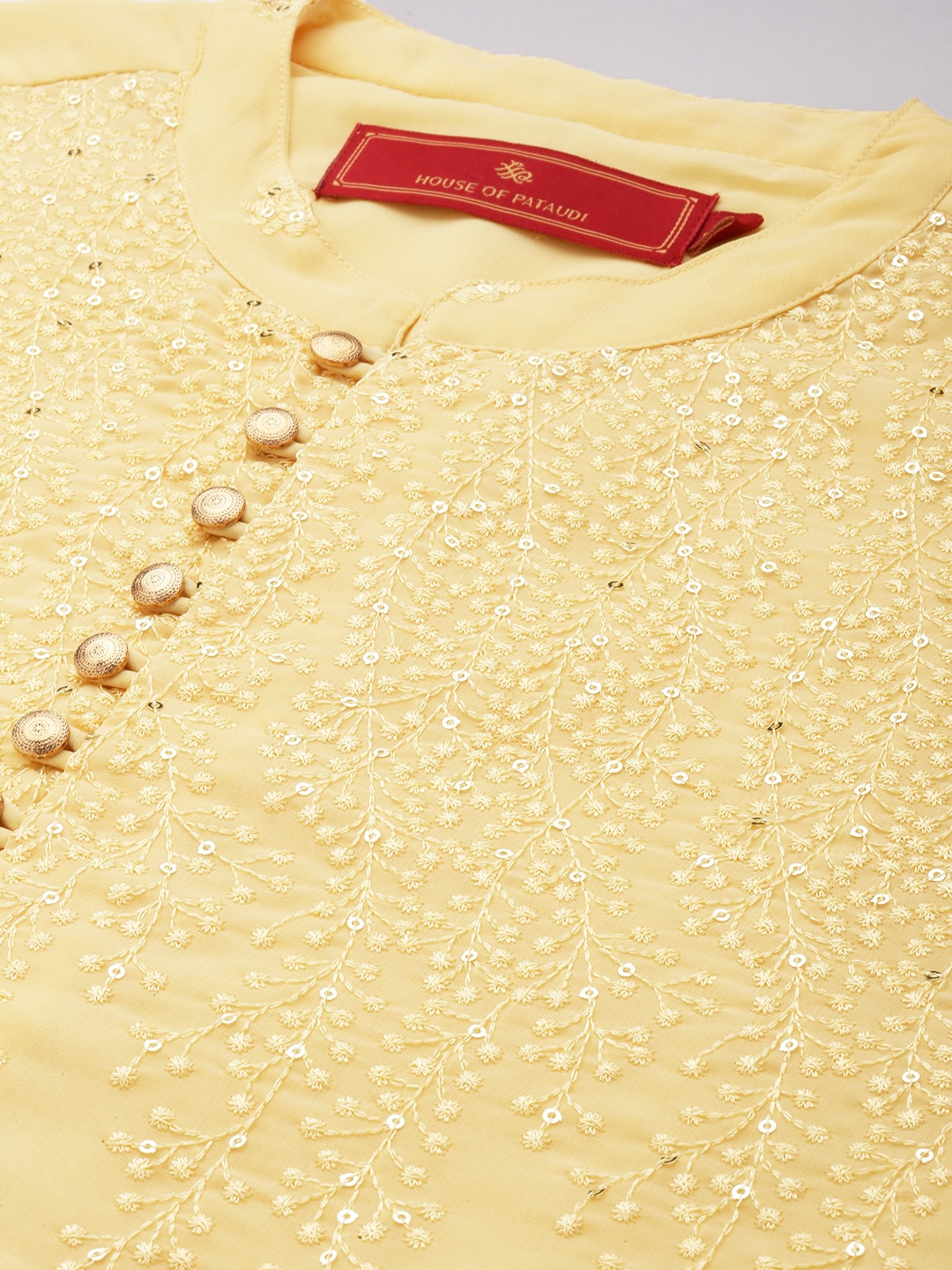 House of Pataudi Men Embroidered Sequined Floral Jashn Kurta