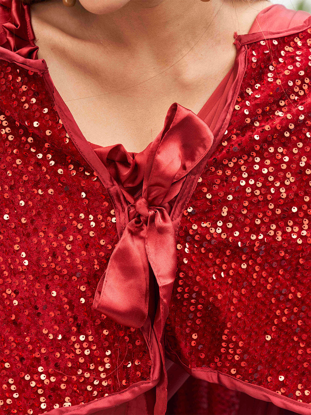 Tikhi Imli Party Satin Saree With Sequined Cape - Distacart