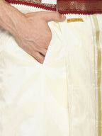 Sethukrishna Cream-Coloured Solid Readymade Dhoti For Men - Distacart