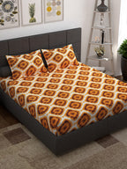 Story@home Unisex Yellow Geometric Cotton 152 TC 1 King Size Bedsheet with 2 Pillow Covers - Distacart
