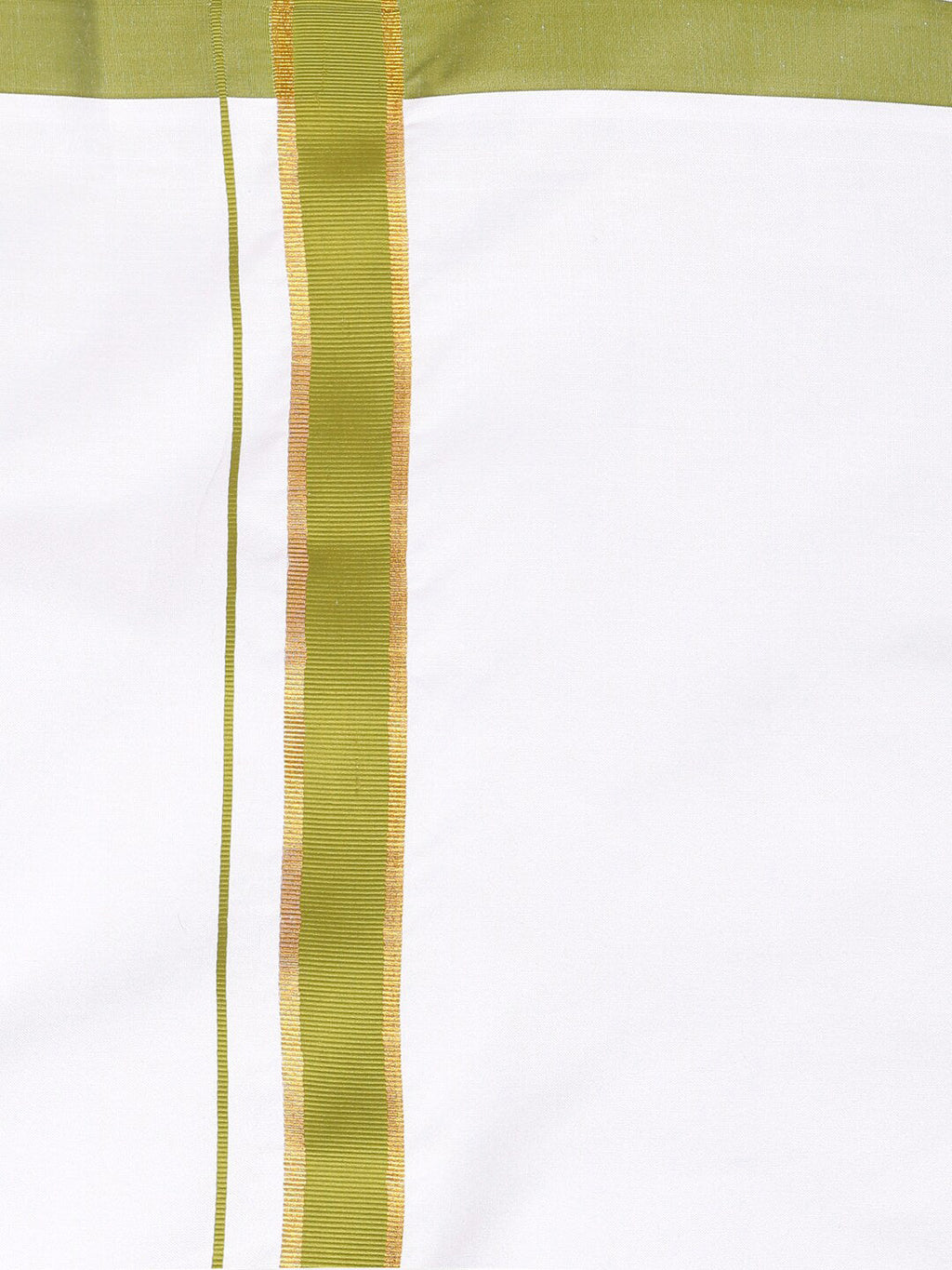 Sethukrishna Boys White & Green Cotton Shirt With Readymade Dhoti