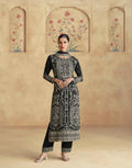 Vastranavya Black Chinon Silk Embroidered Sequins Pakistani Straight Pant Suit