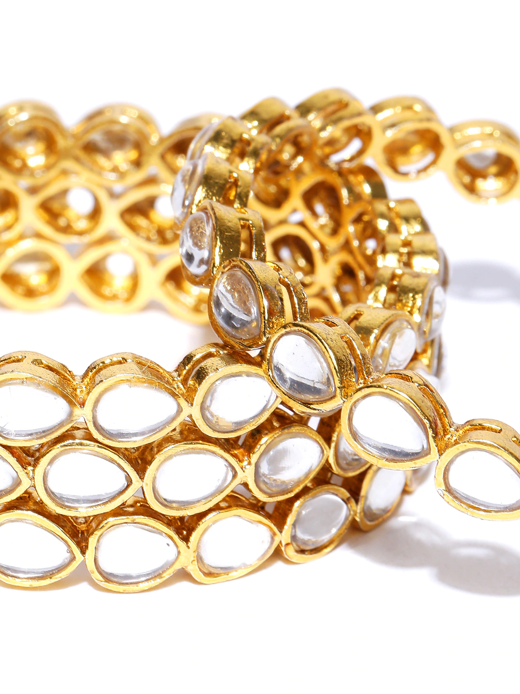 Gold-Plated Alloy Kundan Studded 4 Bangle Set - The Pari - Distacart