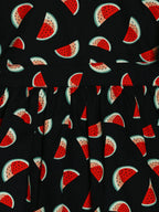 Manet Girls Cotton V Neck Frill Frock Watermelon Printed - Black