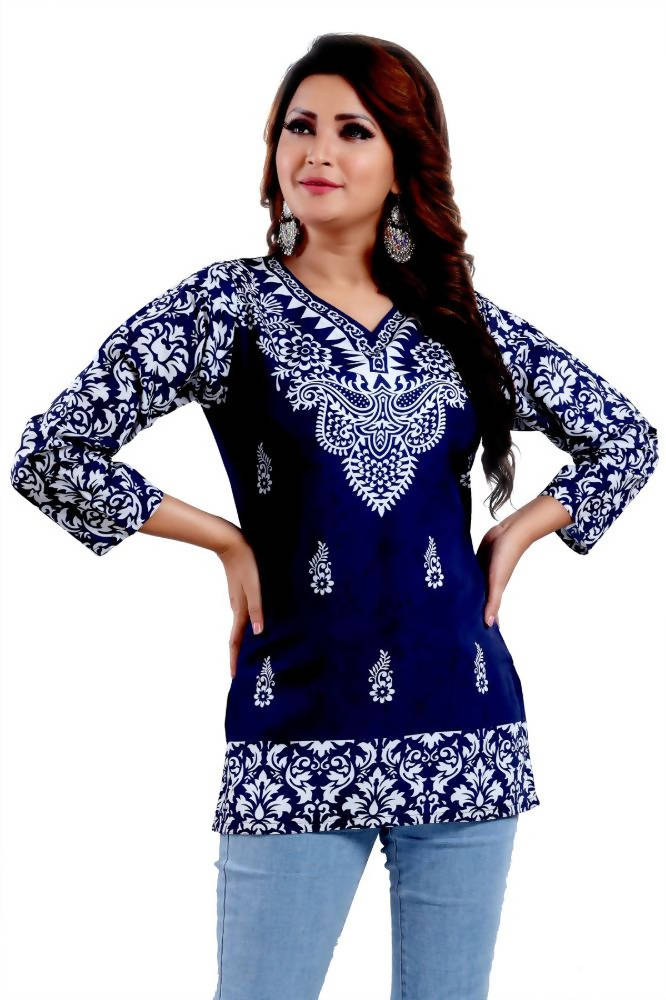 Snehal Creations Digital Print Faux Crepe Short Kurti Tunic