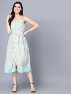 Myshka Multicoloured Floral Organic Cotton Crepe Midi Dress - Distacart