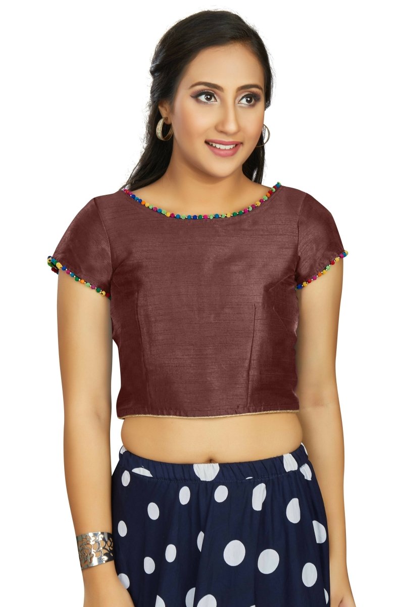 Aastha Fashion Women's Brown Art Silk Designer Party Wear Readymade Blouse