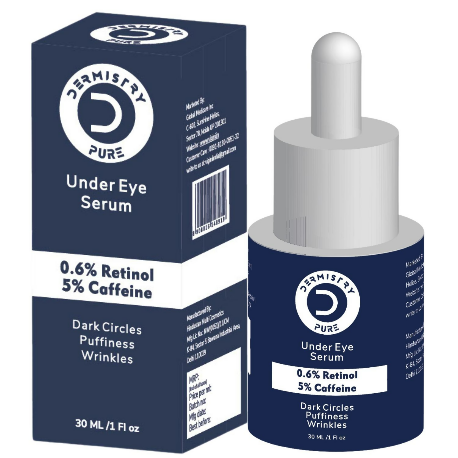 Dermistry 0.6% Retinol 5% Caffeine Under Eye Face Serum