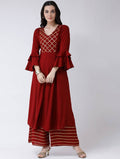 Cheera Maroon A-Line kurta With Palazzo Pant Set (CH129KP)