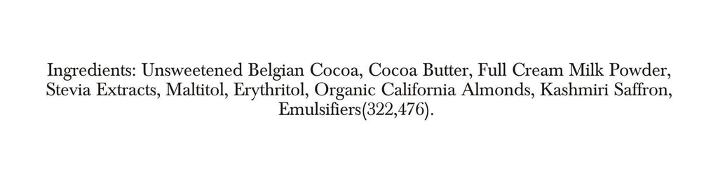 Zevic Belgian Couverture Chocolate with Organic Californian Almonds and Kashmiri Saffron