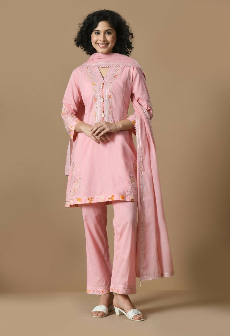 Joban Fashion Pink Cotton Kurta Set