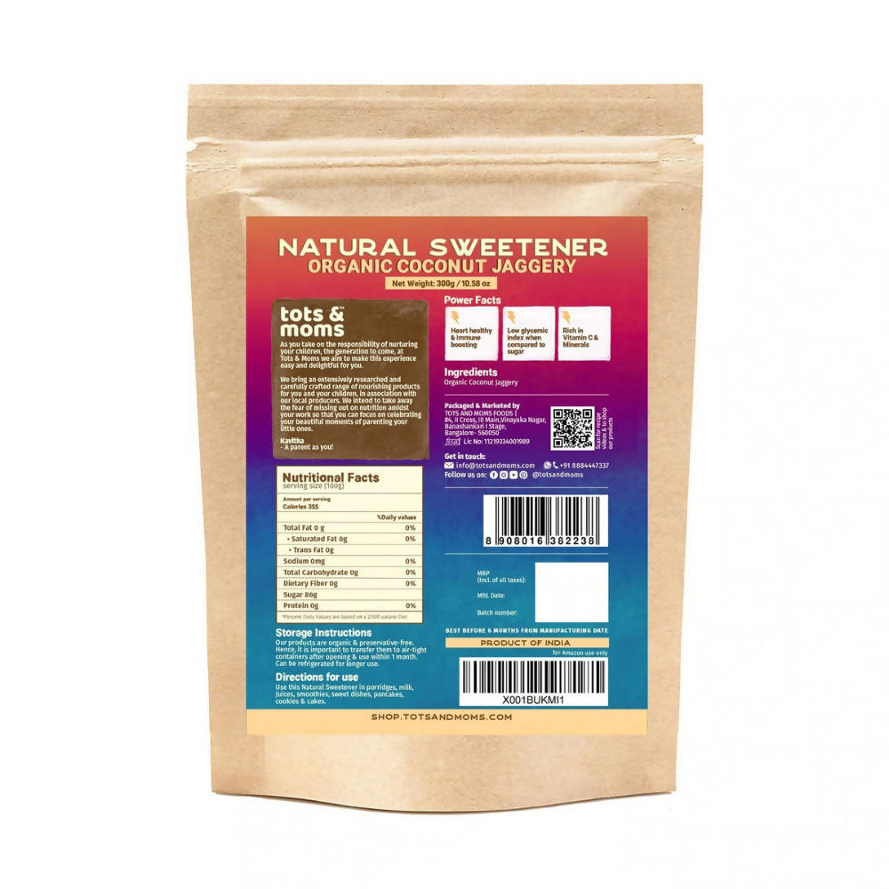 Tots and Moms Organic Coconut Jaggery Natural Sweetener - Distacart