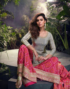 Anaita Grey Embroidered Shimmer Stitched Plazo suit - Distacart