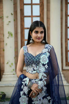 Jyoti Fashion Women's Navy Blue Kasturi Silk Georgette Rainbow Sequins with Dori Embroidered Designer Lehenga Choli Set