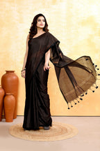Piyari Fashion Women's Black Embellished Cotton Blend Zari Check Handloom Saree - Distacart