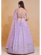 Lavender Georgette Zari,Sequence Embroidery Work Lehenga Choli - Jihu Culture