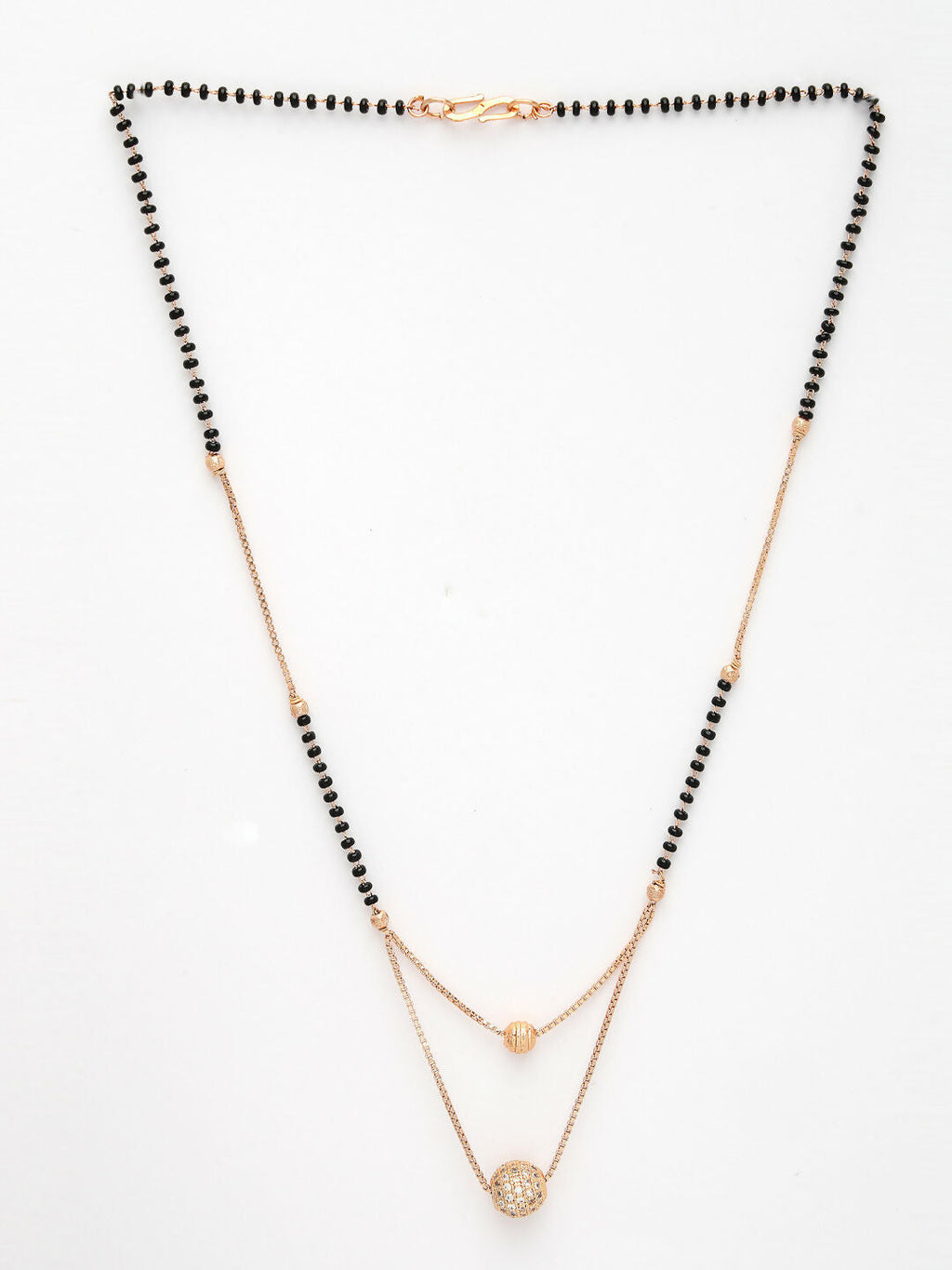 NVR Women's Rose Gold CZ Stone-Studded & Beaded Layered Mangalsutra - Distacart