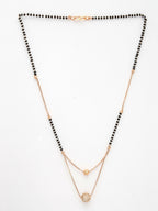 NVR Women's Rose Gold CZ Stone-Studded & Beaded Layered Mangalsutra - Distacart