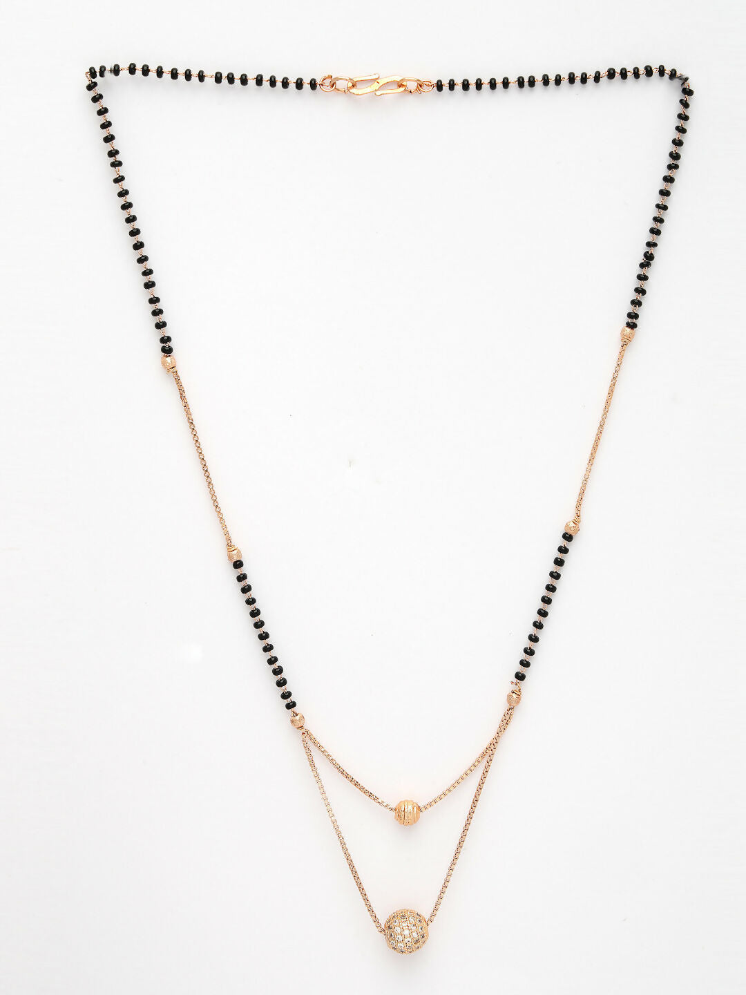 NVR Women's Rose Gold CZ Stone-Studded & Beaded Layered Mangalsutra - Distacart