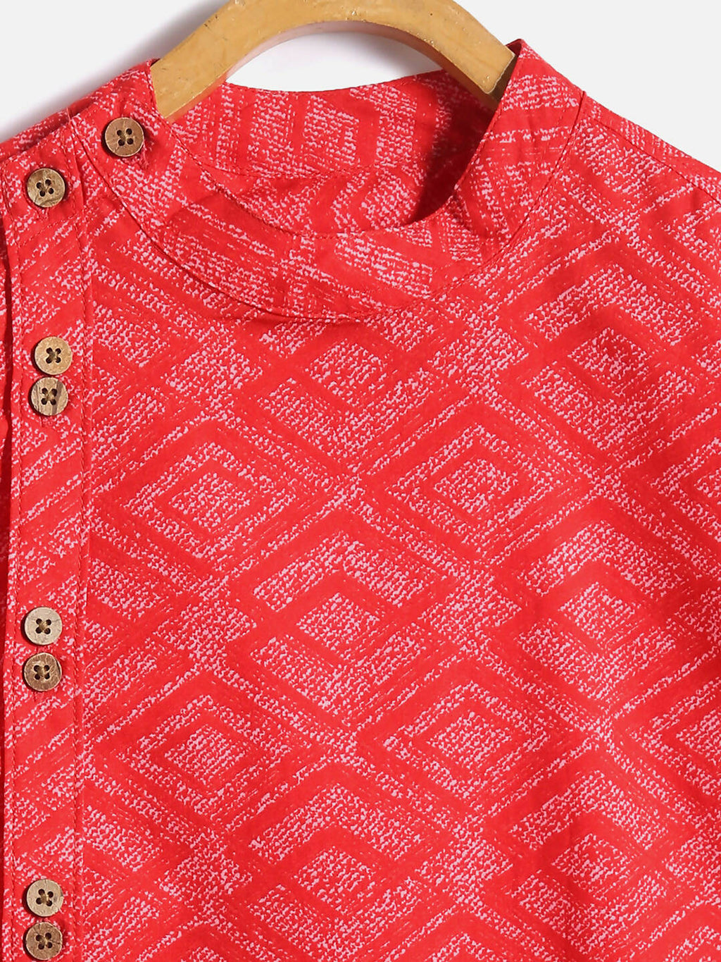 Manet Ethnic Full Sleeves Printed Shirt - Red