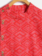 Manet Ethnic Full Sleeves Printed Shirt - Red