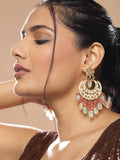 Gold-Toned Red Contemporary Gold-Plated Chandbalis Earrings - Ruby Raang - Distacart