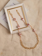 Pink Gold-Toned Embellished Mask Chain - Ruby Raang - Distacart