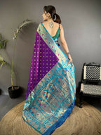 Joban Fashion Purple Intricate Motifs Soft Silk Banarasi Saree