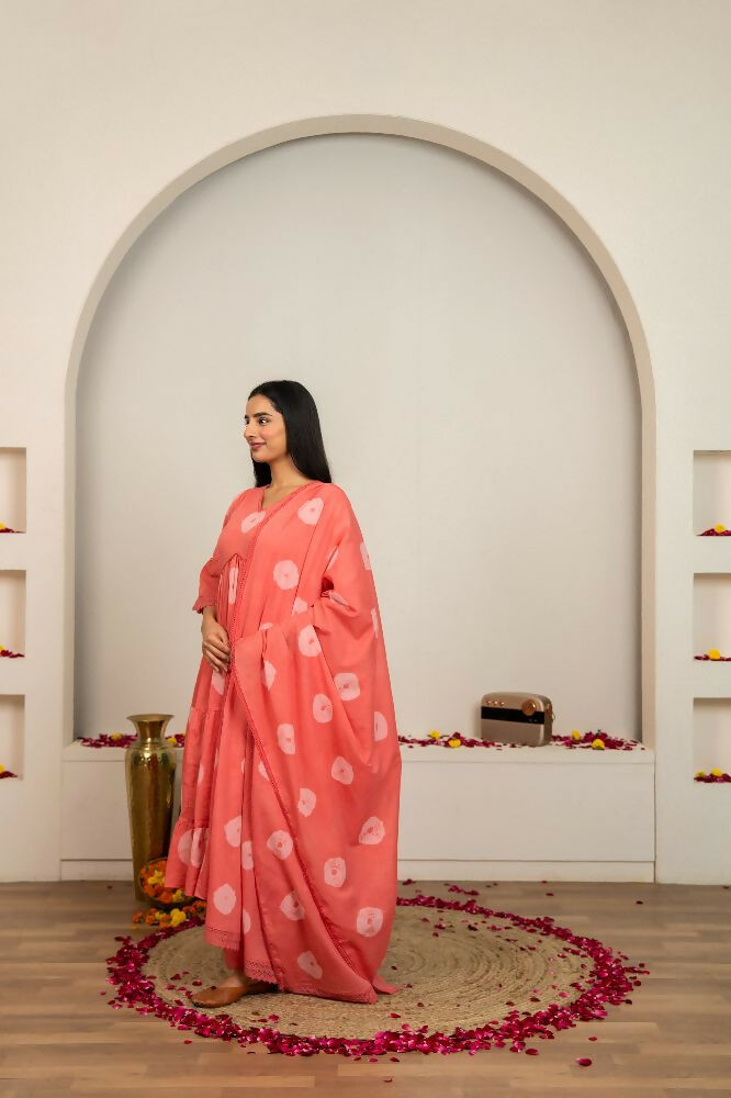 Joban Fashion Pink Tie & Dye Cotton Suit Set - Distacart