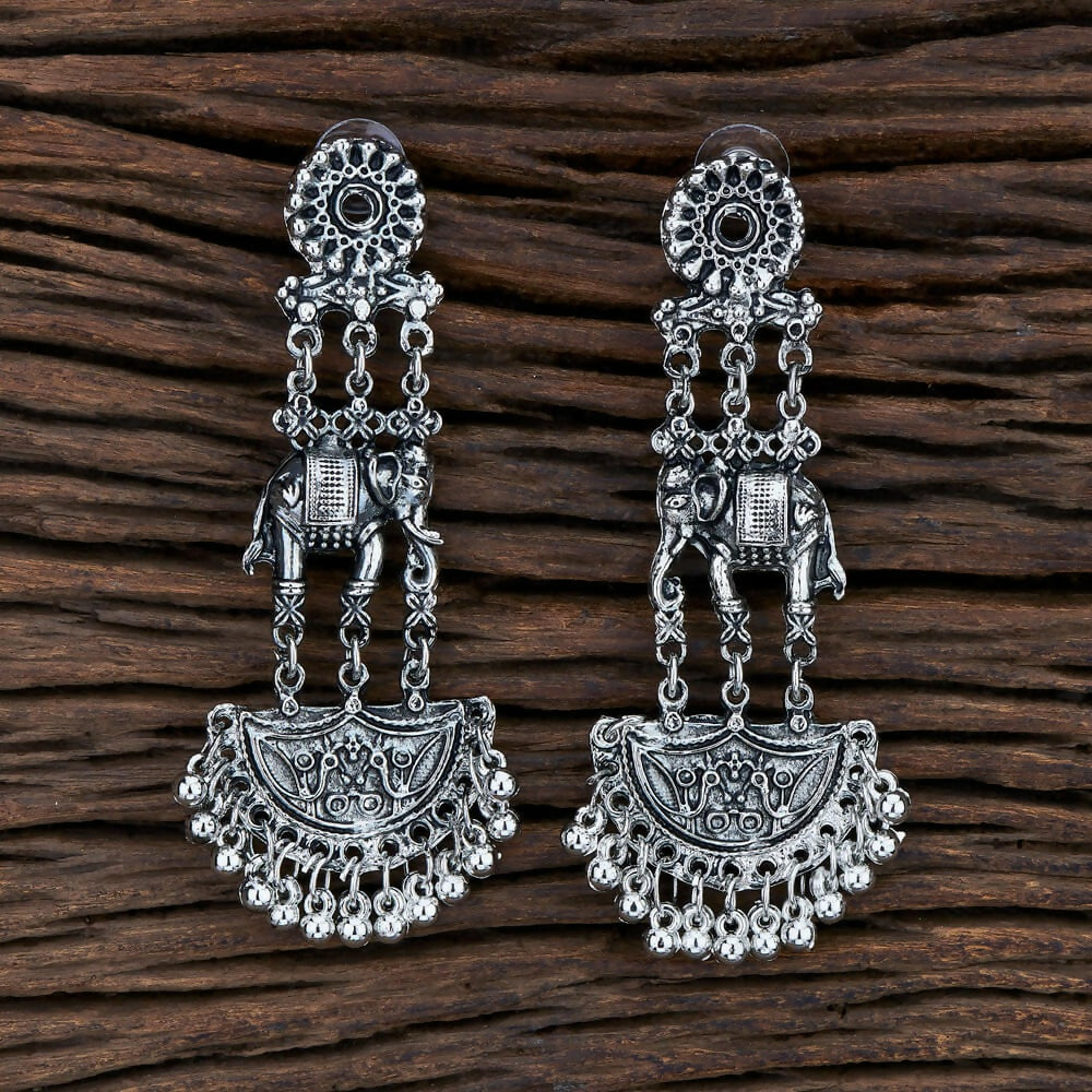 Joban Fashion Women Silver Black Oxidised Earrings - Distacart