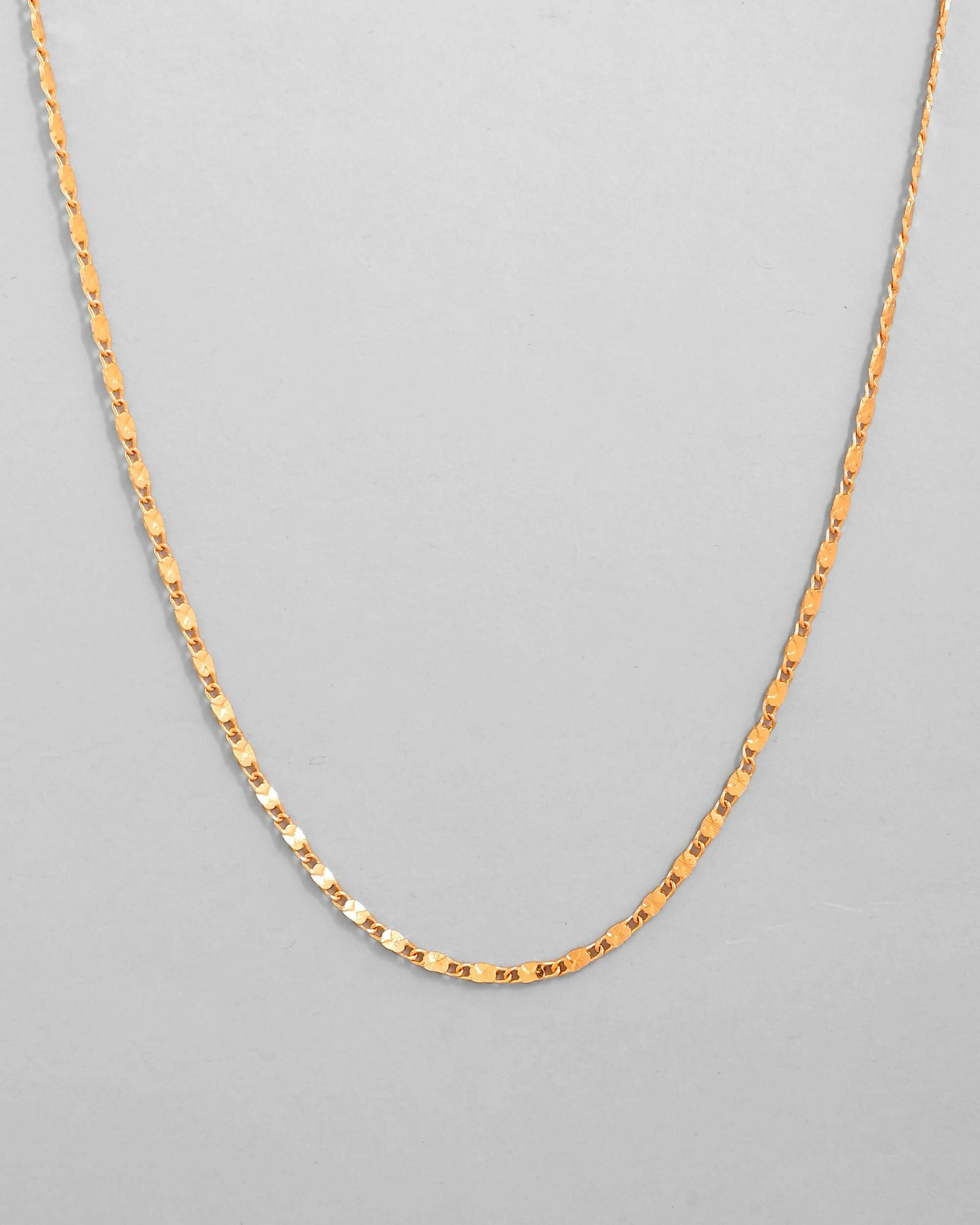 VOJ Gold-Polished Biscuit Shaped Chain For Women