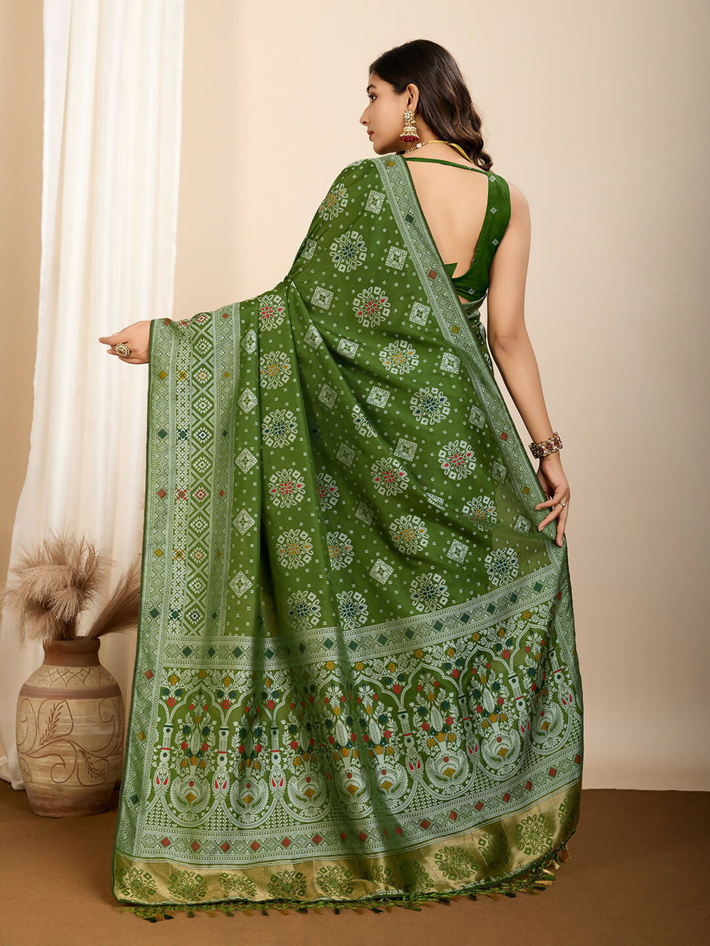 Mahendi Soft Silk Woven Meenakari Designer Saree - Vedanti