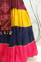Multi Color Viscose Rayon Thread Embroidered Navratri Lehenga Choli with Dupatta - Raas
