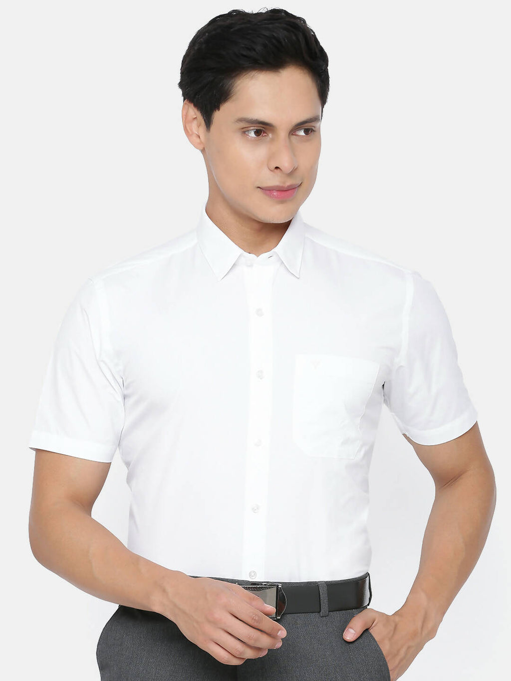 Ramraj Cotton Mens Half Sleeve Formal 100 % Cotton White Shirt