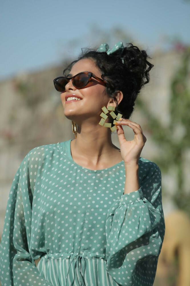 Juniper Women Sagegreen Georgette Bandhani High-Low Tunic - Distacart